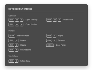 nouveau dialogue pour les raccourcis clavier